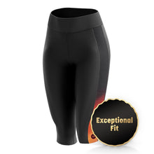 Load image into Gallery viewer, Women&#39;s Horizon Orange Padded 3/4 Cycling Leggings - Fat Lad At The Back