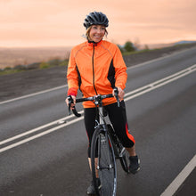 Load image into Gallery viewer, Women&#39;s Horizon Orange Wind Water Resistant Cycling Jacket - Fat Lad At The Back