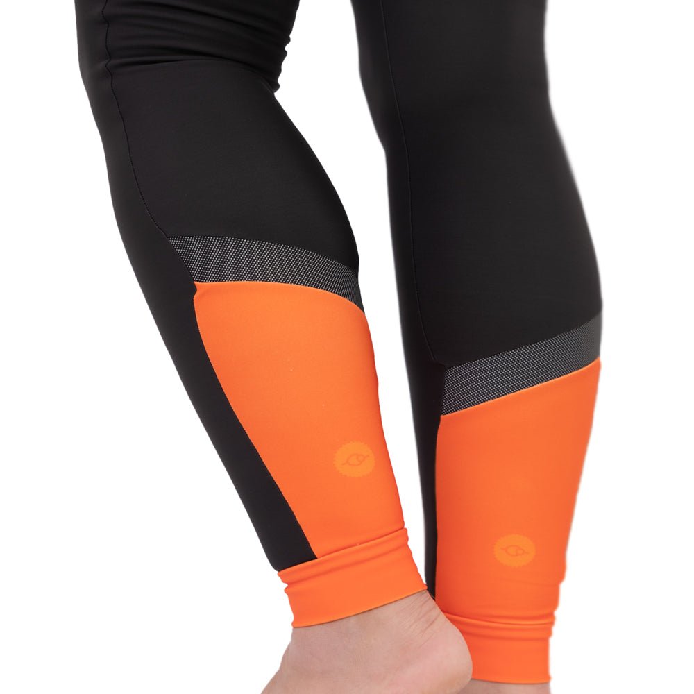 Womens Orange Thermal Padded Cycling Tights