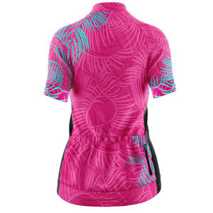 Women's Pink Palm Cycling Jersey - Fat Lad At The Back