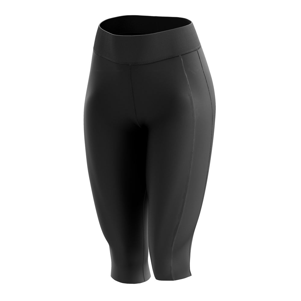 Women's Plain Black Padded 3/4 Cycling Leggings - Fat Lad At The Back
