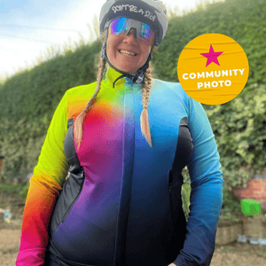 Womens Rainbow Cycling Jacket - Fat Lad At The Back