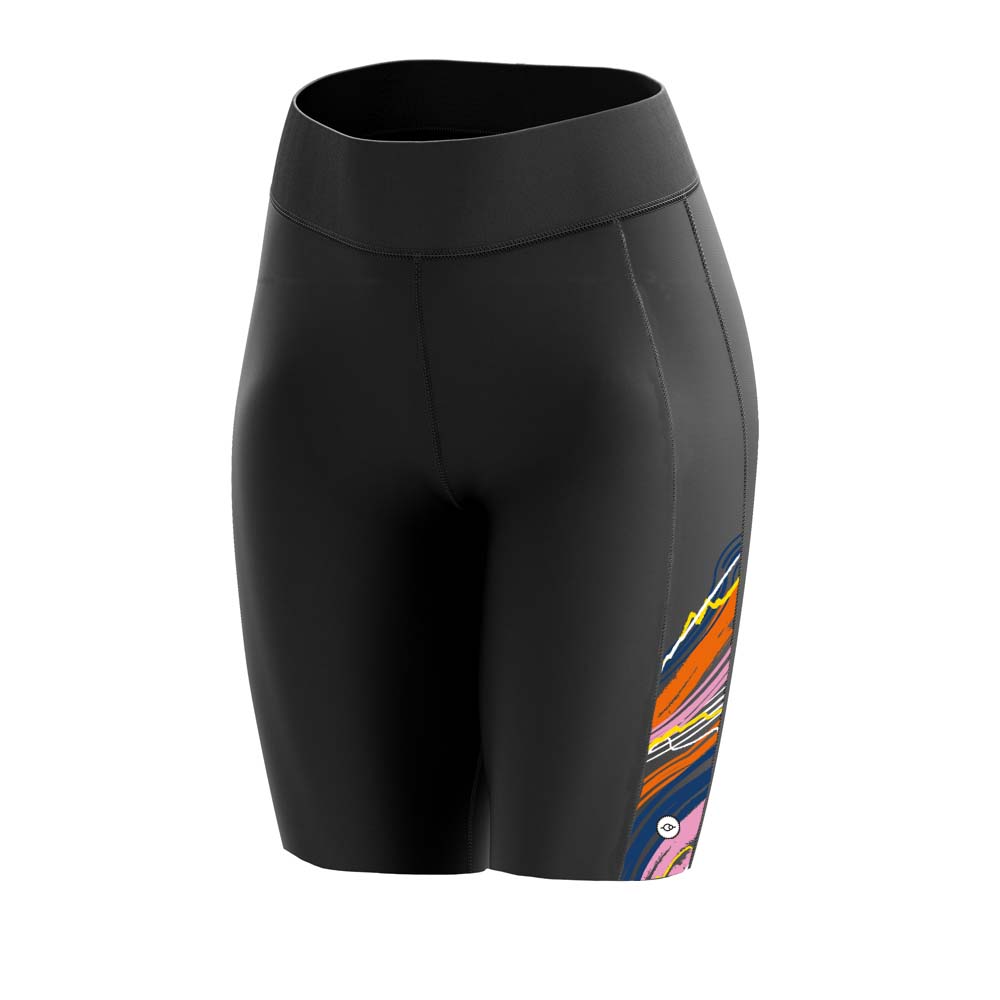 Women's Snazzy Black Padded Cycling Shorts - Fat Lad At The Back