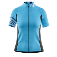 Load image into Gallery viewer, Women&#39;s Snazzy Blue Cycling Jersey - Fat Lad At The Back