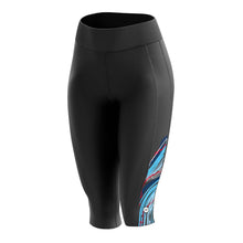 Load image into Gallery viewer, Women&#39;s Snazzy Blue Padded 3/4 Cycling Leggings - Fat Lad At The Back