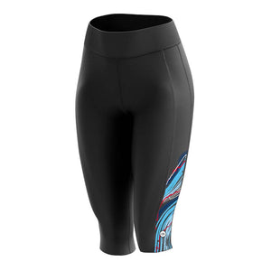 Women's Snazzy Blue Padded 3/4 Cycling Leggings - Fat Lad At The Back