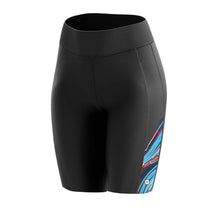 Load image into Gallery viewer, Women&#39;s Snazzy Blue Padded Cycling Shorts - Fat Lad At The Back