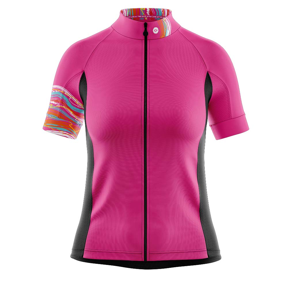 Women's Snazzy Pink Cycling Jersey - Fat Lad At The Back