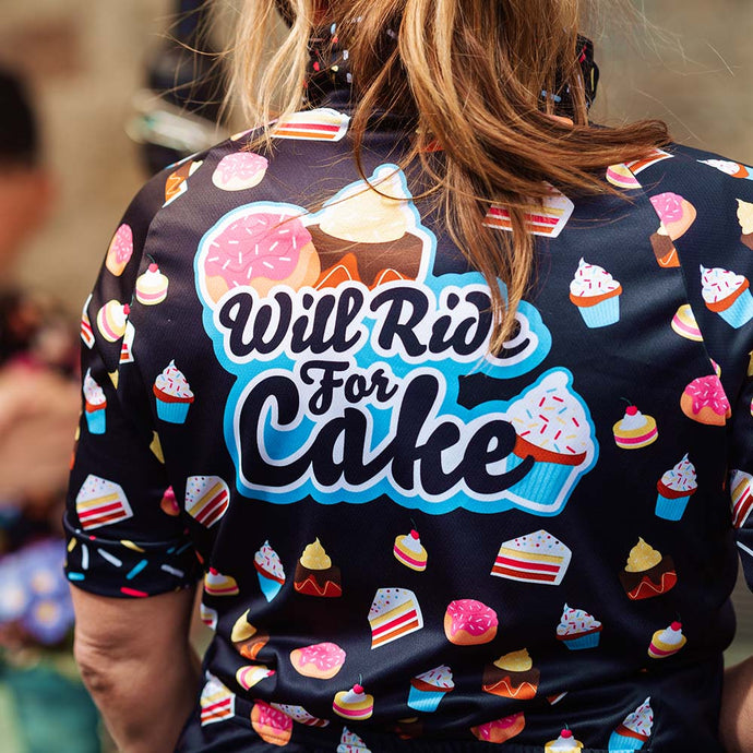 Womens Will Ride For Cake Cycling Jersey - Fat Lad At The Back