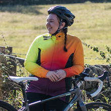 Load image into Gallery viewer, Women&#39;s Yellow Rainbow Tor Cycling Jacket - Fat Lad At The Back