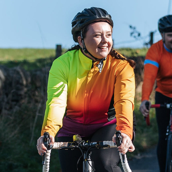 Women's Yellow Rainbow Tor Cycling Jacket - Fat Lad At The Back